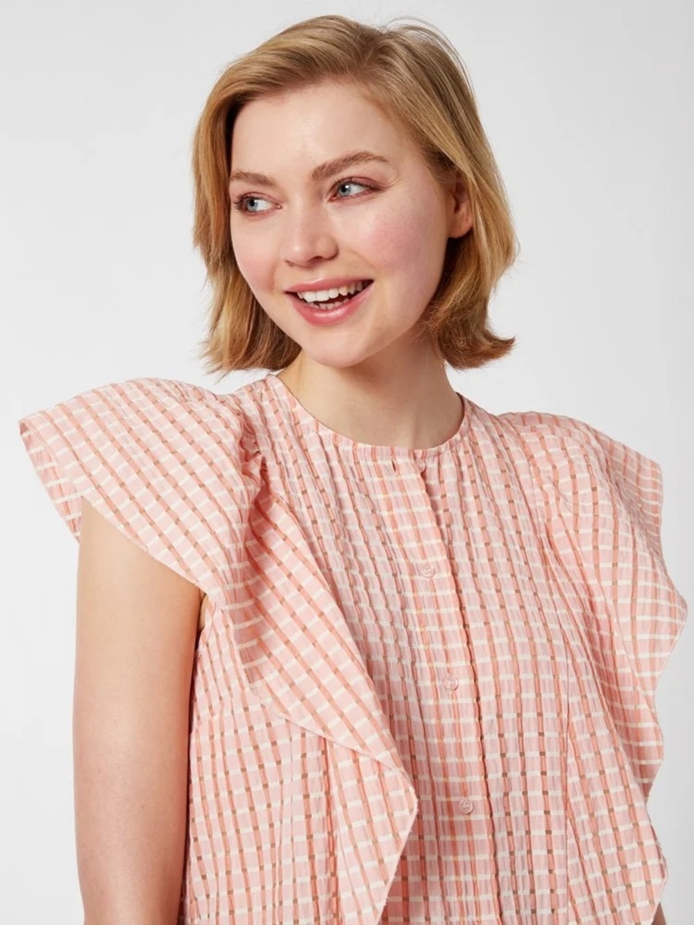 InWear Copenhagen 1969 Vanida Frill Top in Melon Juice Size 14